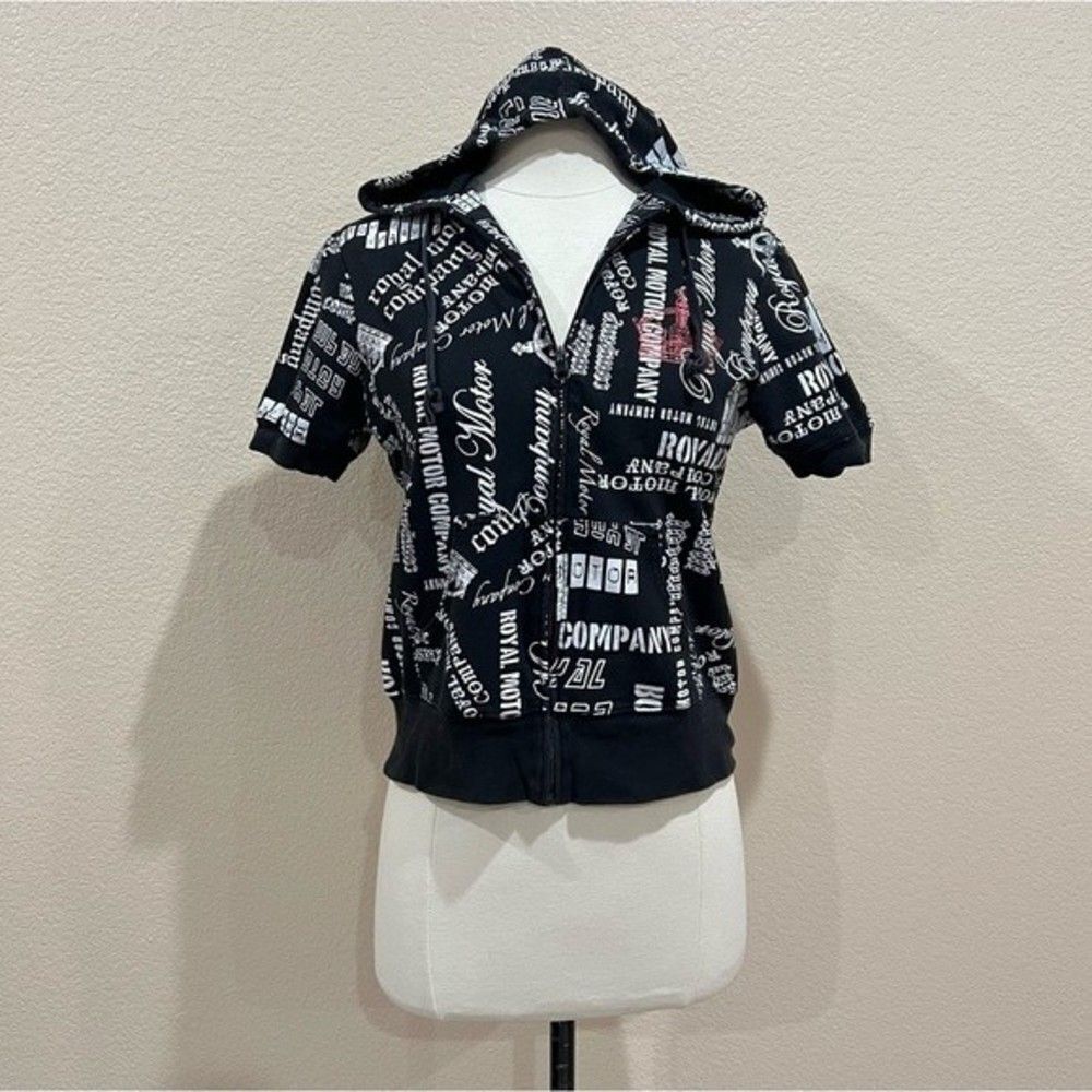 Feathers Royal Motor Company Short Sleeve Full Zip Hoodie Medium - Picture 13 of 16